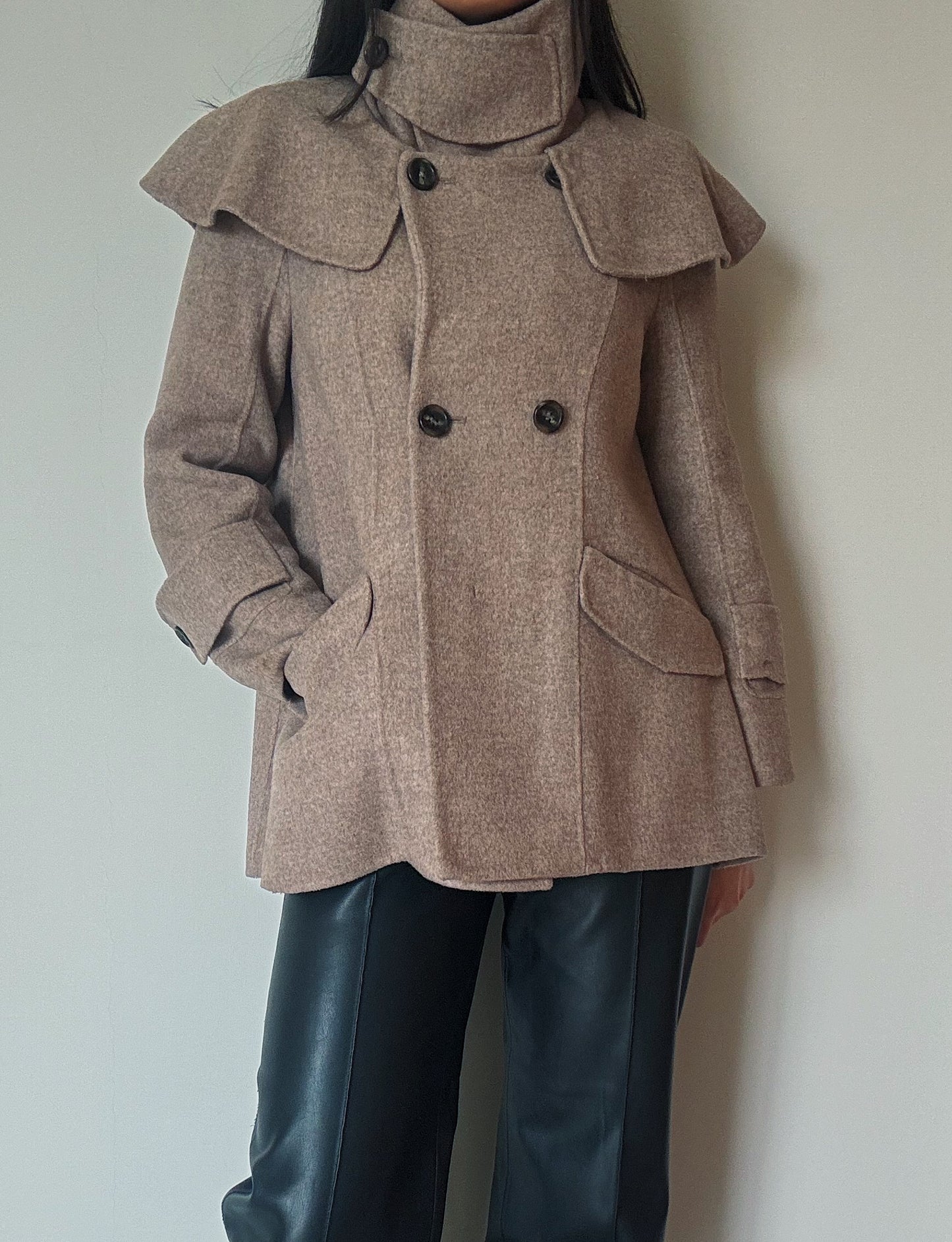 Beige Short Coat (46% Wool)