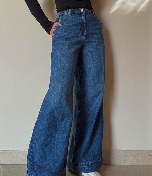 Super Wide Leg Medium Blue Jeans