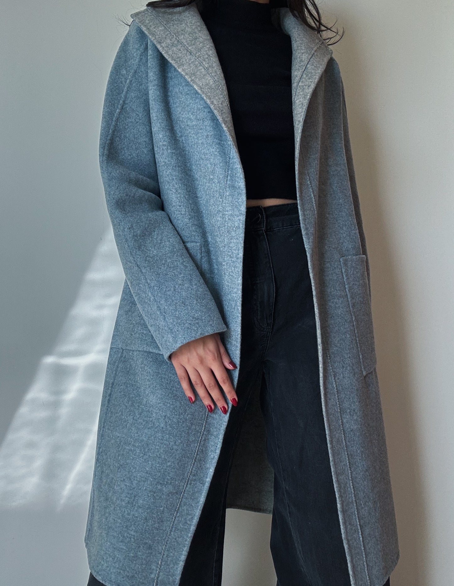 Mint Blue/Grey Cashmere Coat (Handmade)