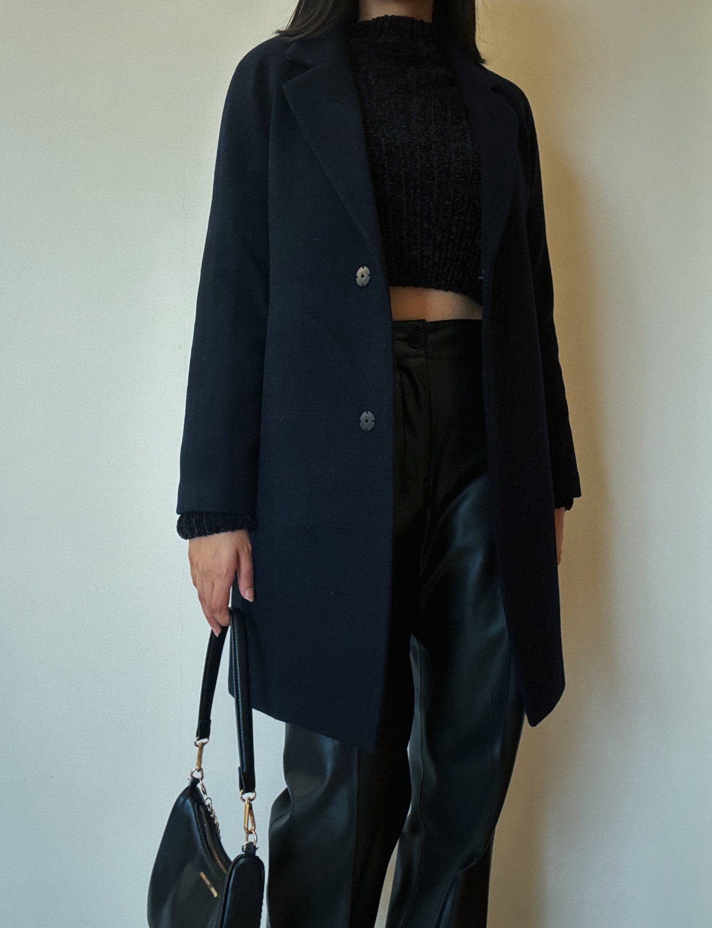 Black Midi Coat (Wool-Cashmere Blend)