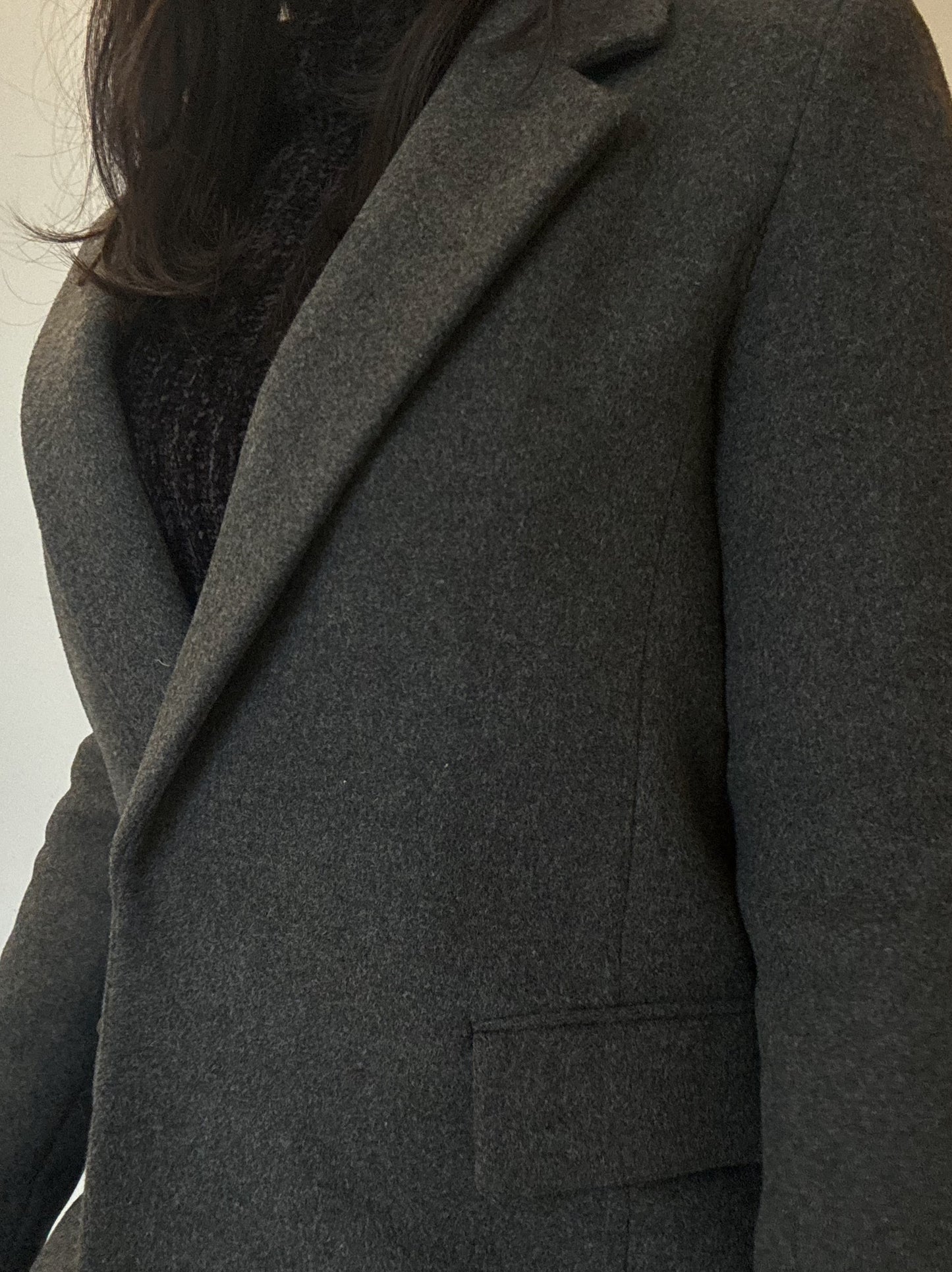 Dark Grey Mid Length Coat (67% Wool)