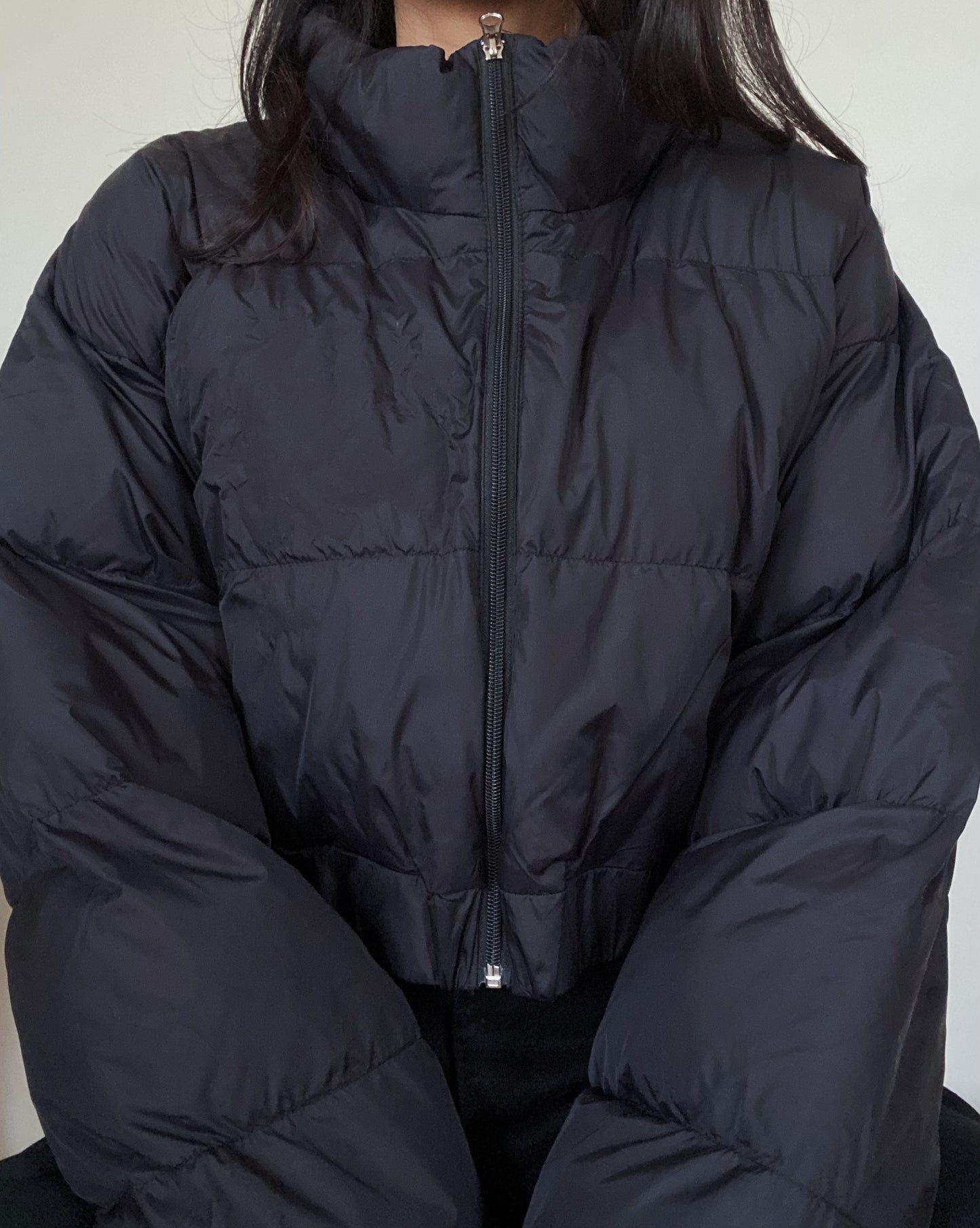 Matte Black Cropped Puffer