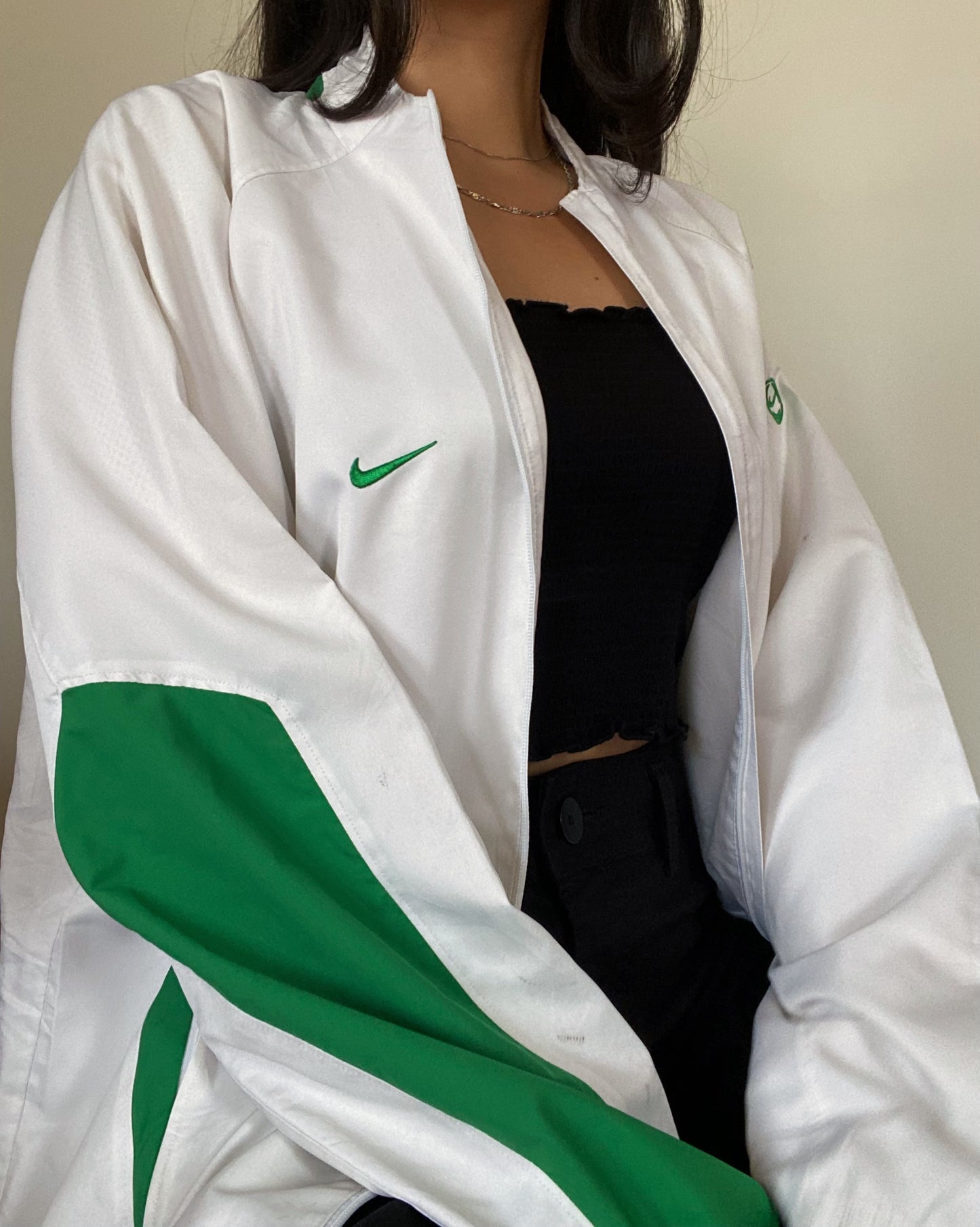 Nike White & Green Windbreaker