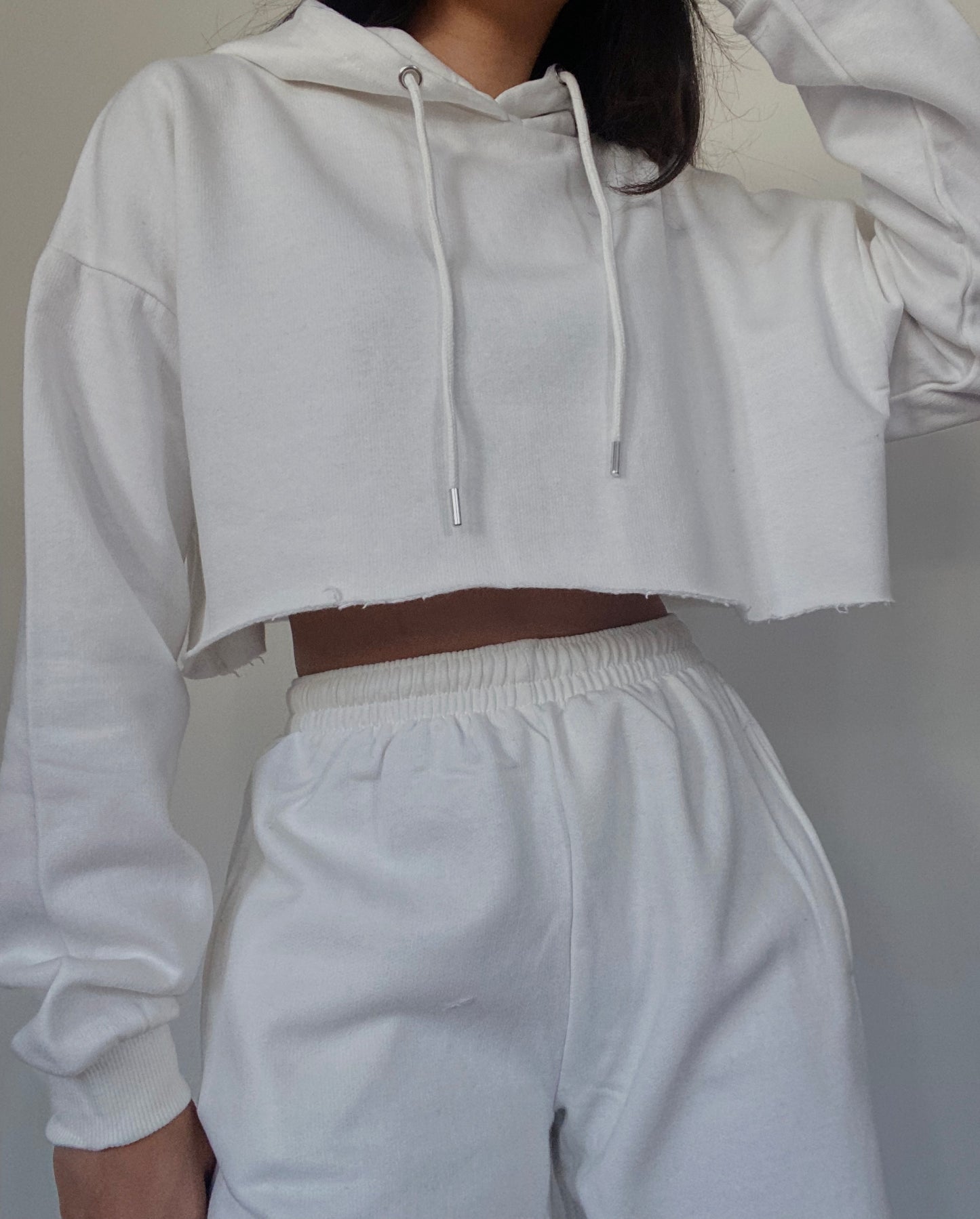 Cropped Hoodie & Sweatpants - Cream