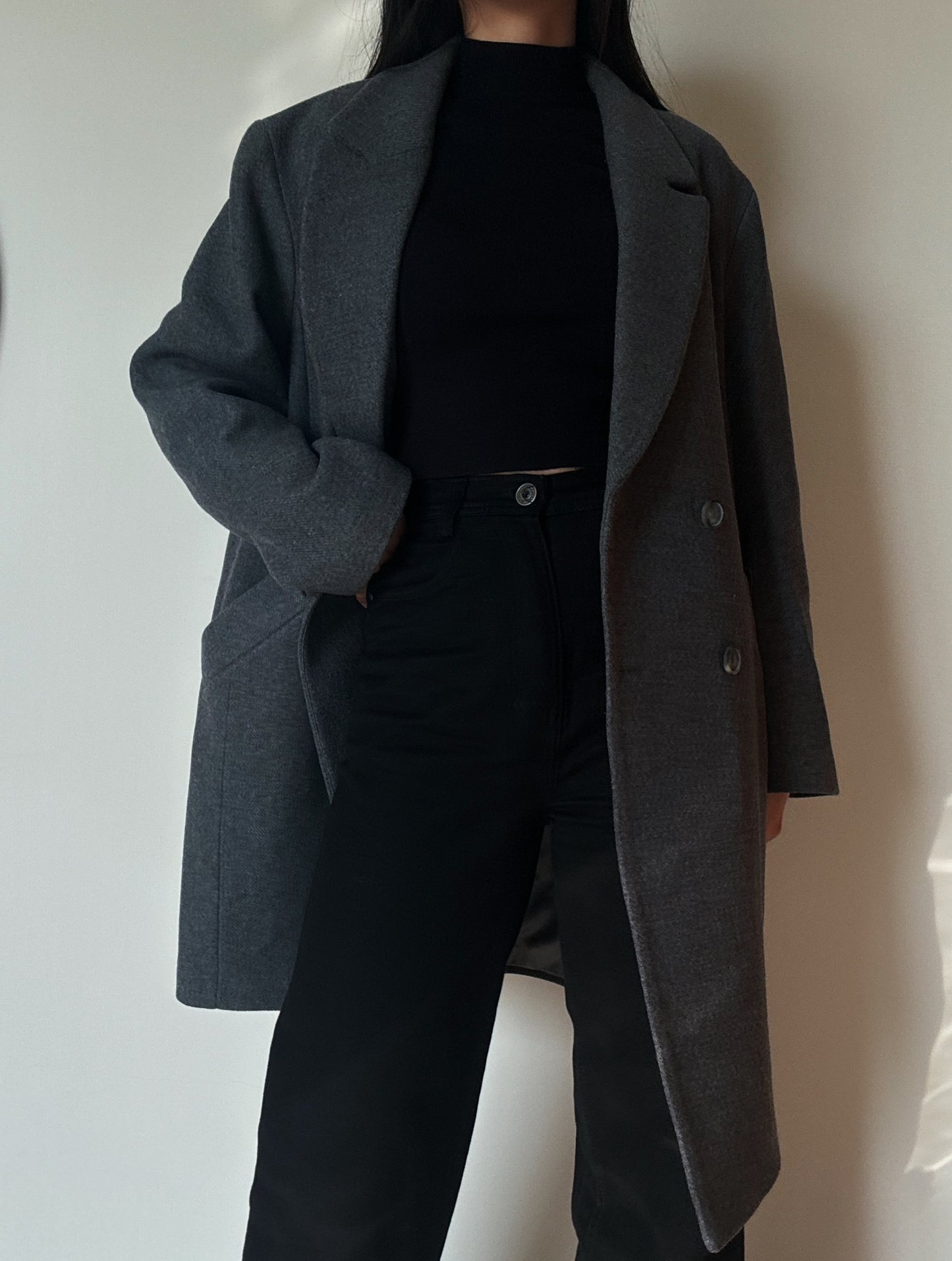 Grey Structured Italian Coat (65% Wool)