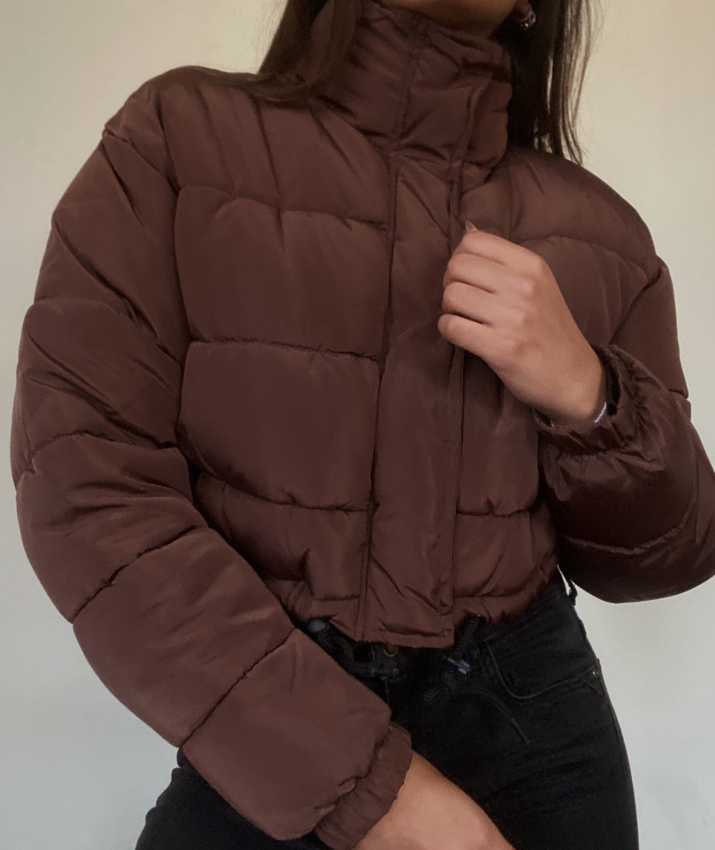 Chocolate Cropped Puffer