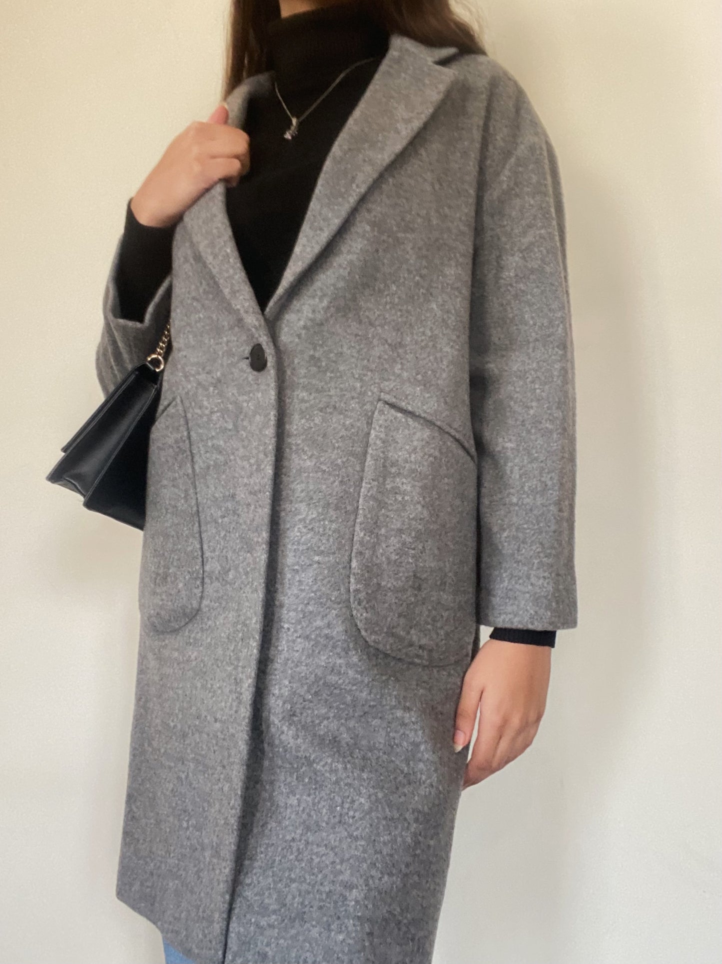 Grey Drop Shoulder Coat