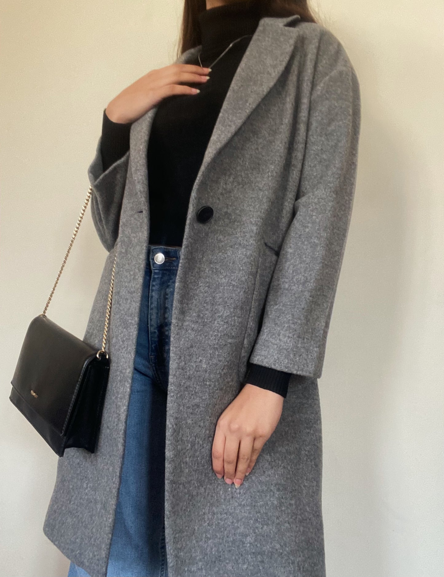 Grey Drop Shoulder Coat