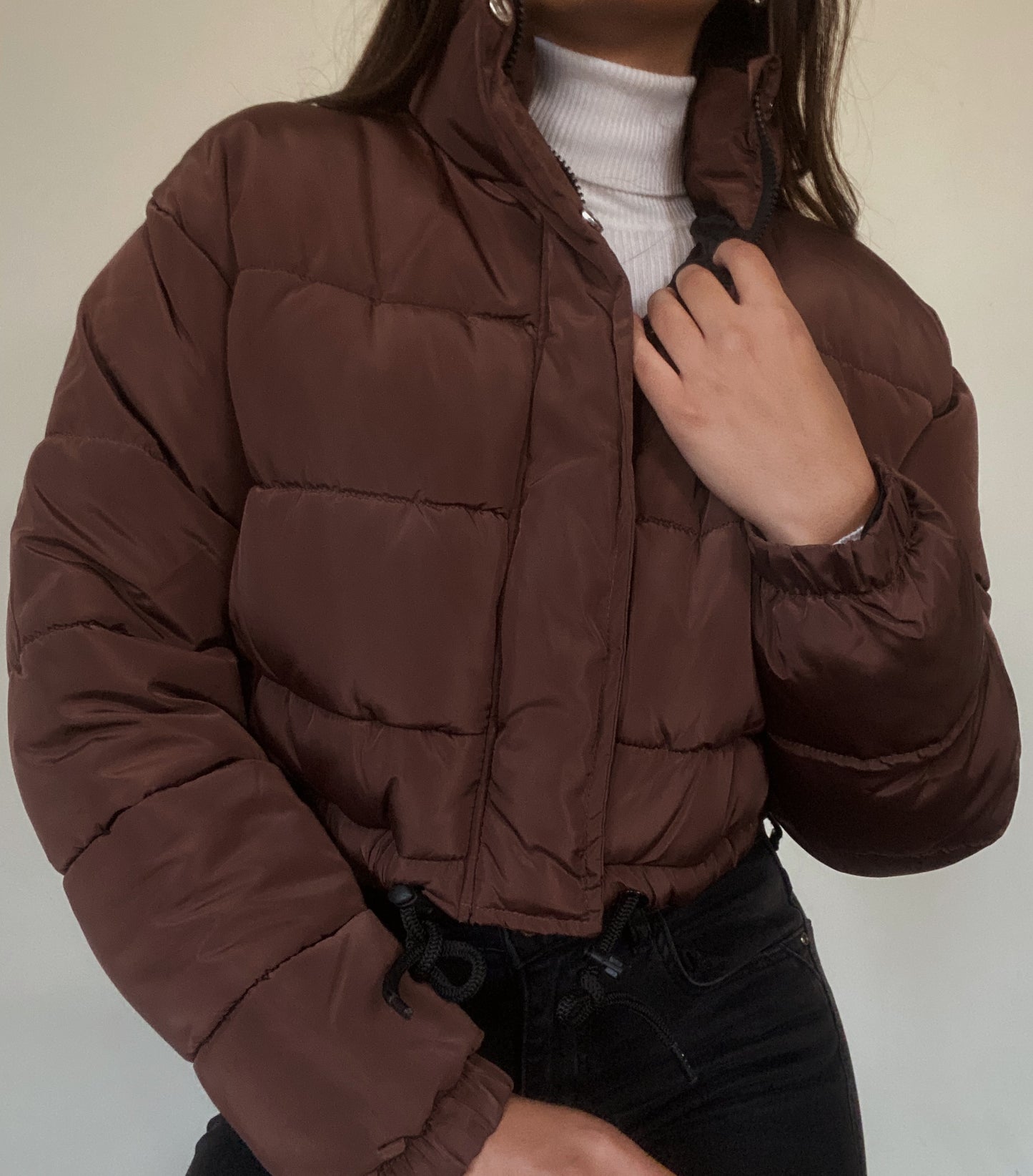 Chocolate Cropped Puffer