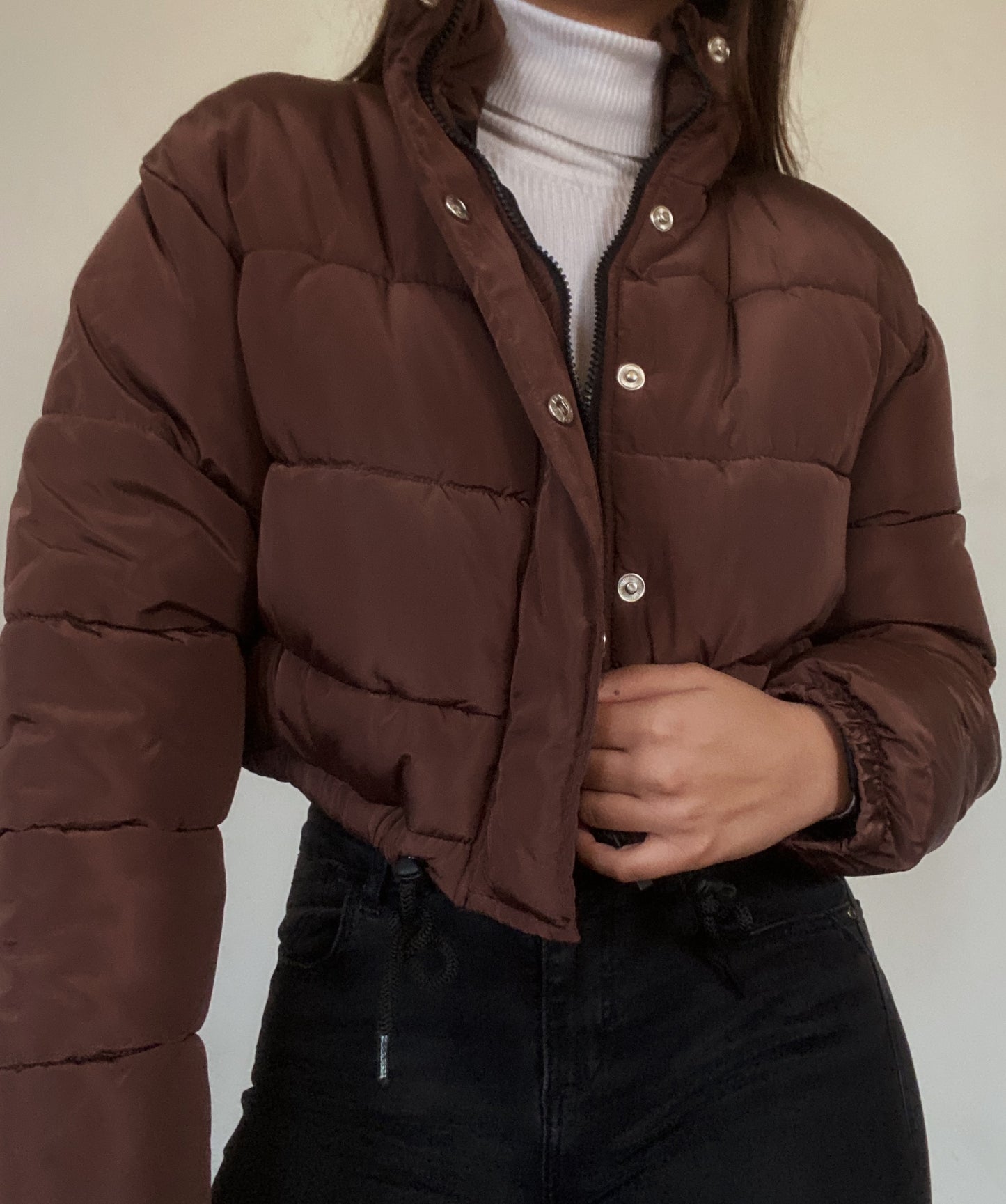 Chocolate Cropped Puffer