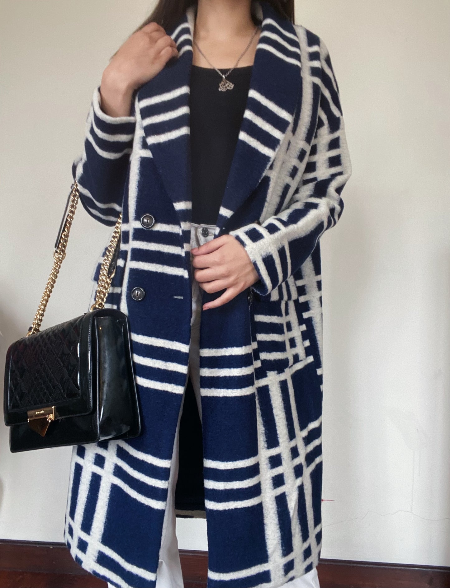 Plaid Blue Long Coat