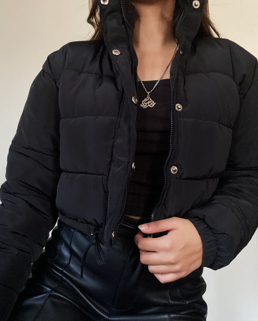 Black Cropped Puffer