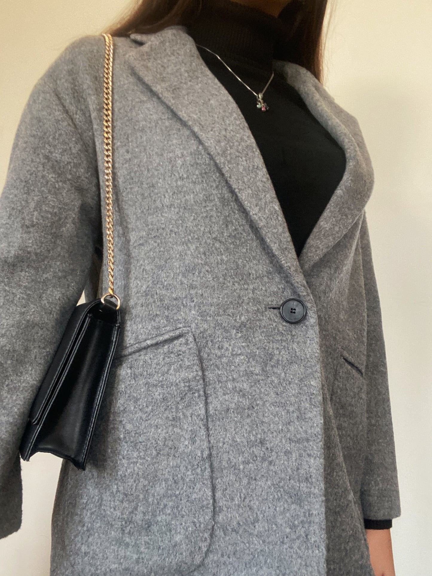 Grey Drop Shoulder Coat