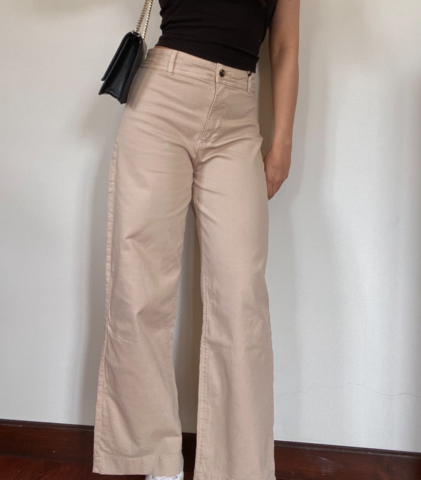 Beige Wide Leg Jeans