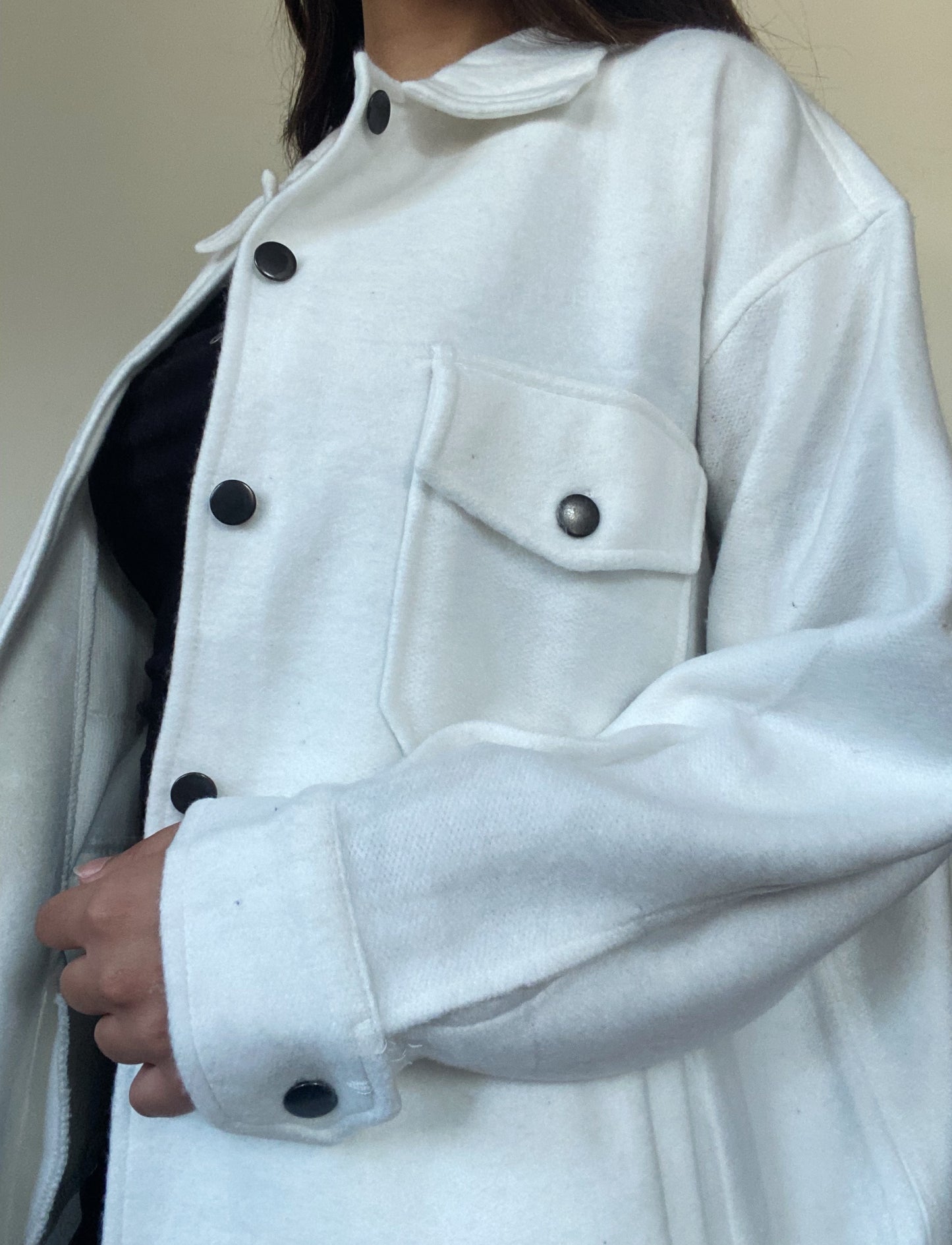 White Fleece Shacket