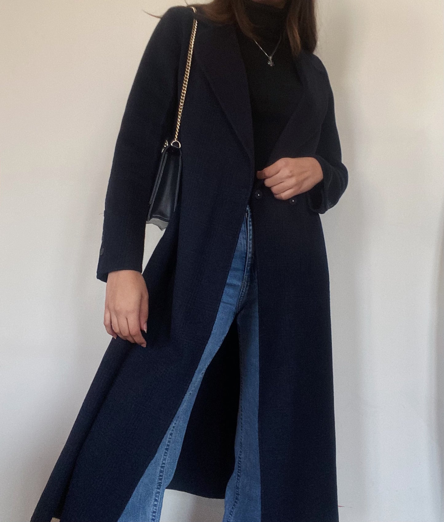 Long Blue Wool Coat