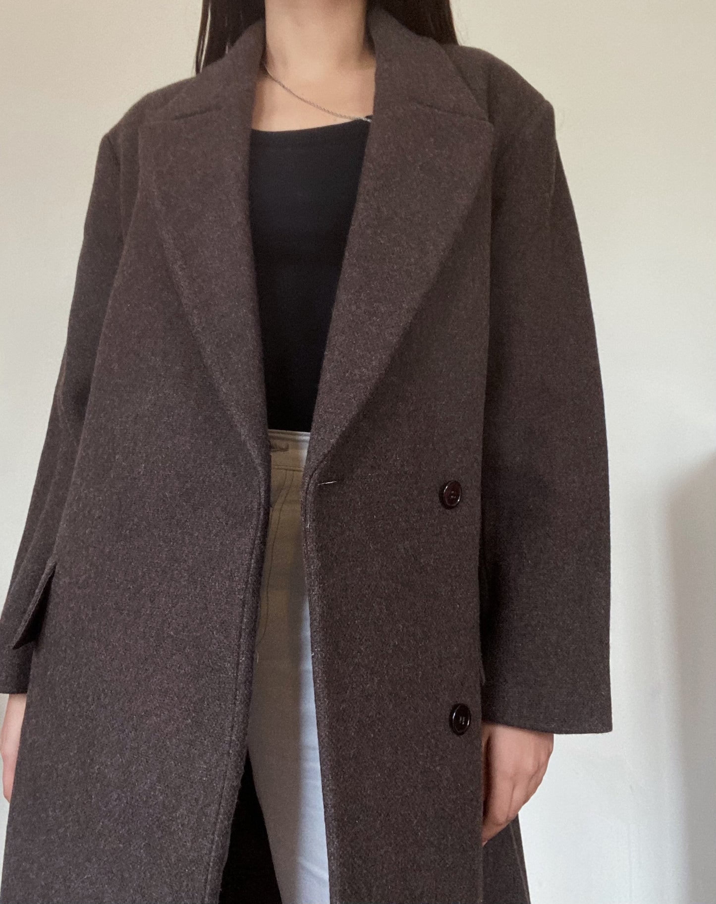 Wool Oversized Brown Coat