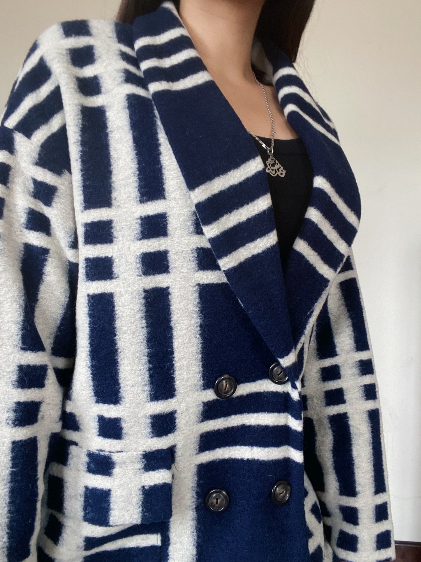 Plaid Blue Long Coat