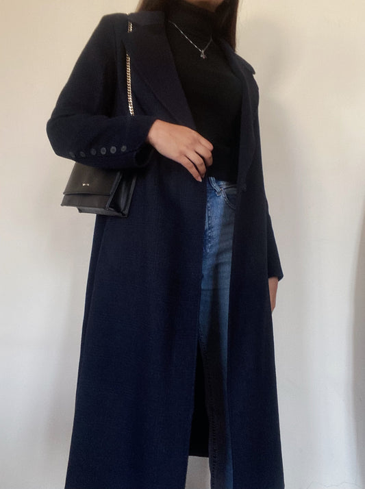 Long Blue Wool Coat